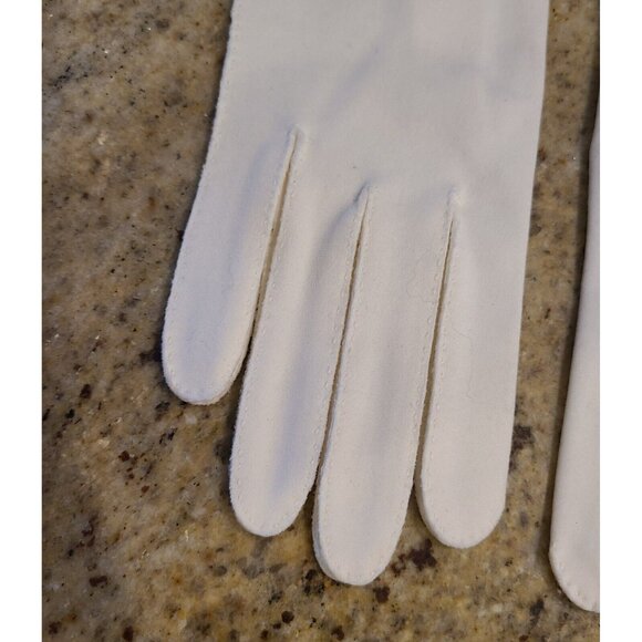 Vintage Size S 6.5 Ivory Cotton Beaded Waterfall Formal 12.5" Long Gloves - Picture 2 of 16